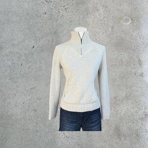 vintage cream zip up sweater